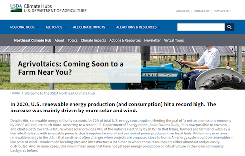 Screenshot of USDA website