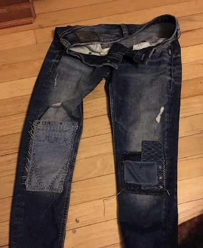 Jeans with boro stitching