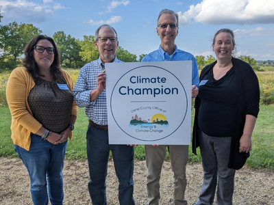 Photo of 2023 Climate Champion with Dane County Executive Joe Parisi