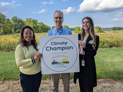 Photo of 2023 Climate Champion with Dane County Executive Joe Parisi
