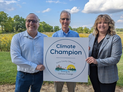 Photo of 2023 Climate Champion with Dane County Executive Joe Parisi