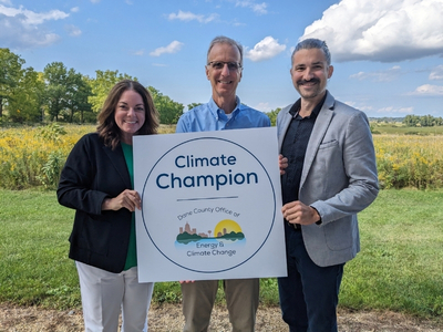 Photo of 2023 Climate Champion with Dane County Executive Joe Parisi