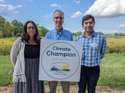 Photo of 2023 Climate Champion with Dane County Executive Joe Parisi