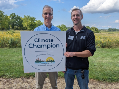 Photo of 2023 Climate Champion with Dane County Executive Joe Parisi