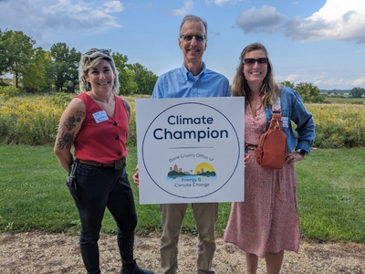 Photo of 2023 Climate Champion with Dane County Executive Joe Parisi