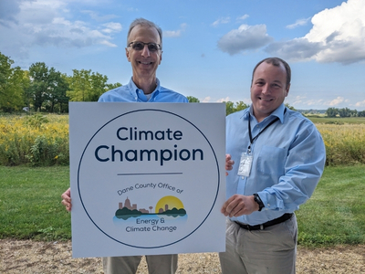 Photo of 2023 Climate Champion with Dane County Executive Joe Parisi