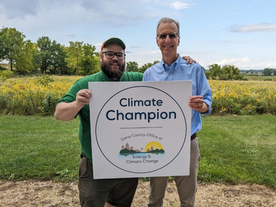 Photo of 2023 Climate Champion with Dane County Executive Joe Parisi