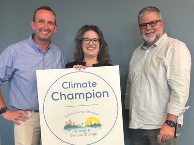 Photo of 2025 Climate Champion with Dane County Executive Melissa Agard