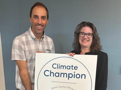 Photo of 2025 Climate Champion with Dane County Executive Melissa Agard