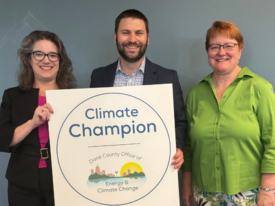 Photo of 2025 Climate Champion with Dane County Executive Melissa Agard