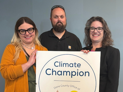 Photo of 2025 Climate Champion with Dane County Executive Melissa Agard