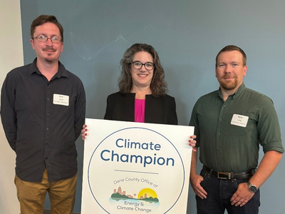 Photo of 2025 Climate Champion with Dane County Executive Melissa Agard