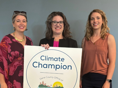Photo of 2025 Climate Champion with Dane County Executive Melissa Agard