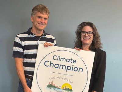 Photo of 2025 Climate Champion with Dane County Executive Melissa Agard