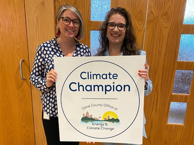 Photo of 2026 Climate Champion with Dane County Executive Melissa Agard