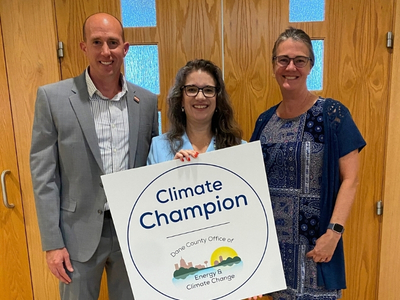 Photo of 2026 Climate Champion with Dane County Executive Melissa Agard
