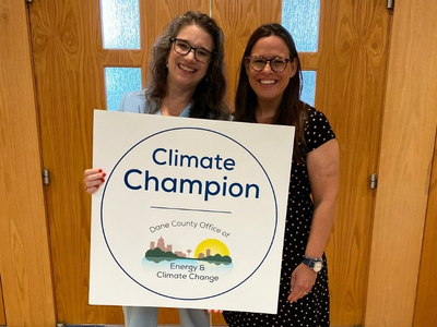 Photo of 2026 Climate Champion with Dane County Executive Melissa Agard
