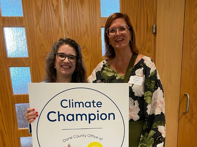 Photo of 2026 Climate Champion with Dane County Executive Melissa Agard