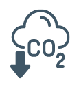 carbon dioxide cloud with down facing arrow