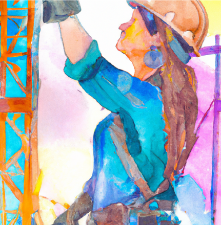 watercolor woman construction worker