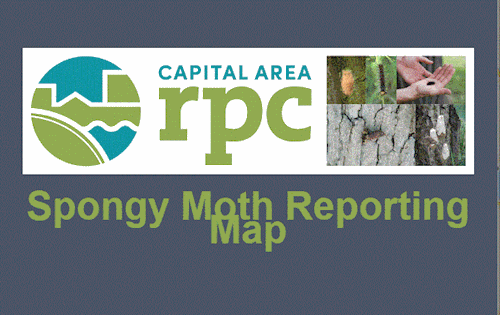 CARPC logo with spongy moth reporting map label