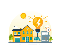 cartoon house with solar