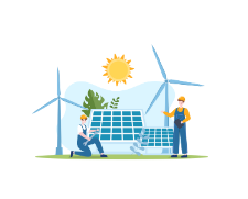 cartoon solar and wind men