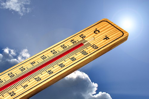Thermometer showing more than 100 degrees Fahrenheit