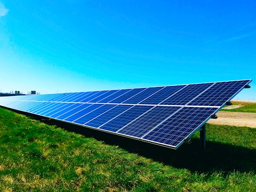 Solar panels near a field