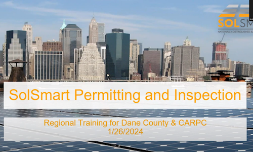 Title slide about Solar permitting and inspections