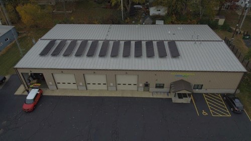 Photo of solar on top of roof at library facility