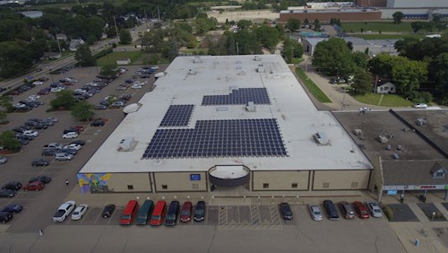 Photo of solar on rooftop of Job Center